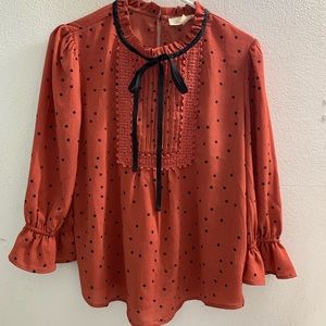 Sweet Wanderer Polka Dot Peasant Top